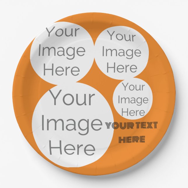 create own paper photo text template orange plate (Front)