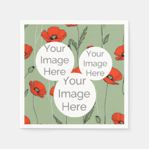 create own paper photo text template poppy flower napkin