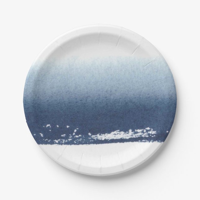 Create Own Peronalized Gift - Watercolor Navy Blue Paper Plate (Front)