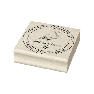 Create Own Pink Flamingo Beach Return Address Rubber Stamp