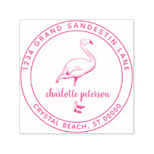 Create Own Pink Flamingo Beach Return Address