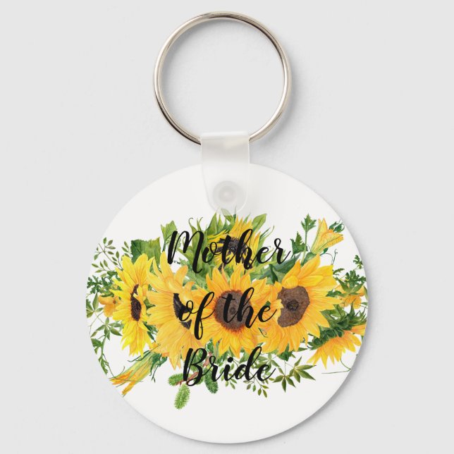 Create Own Sunflower Bridal Party Gifts ADD TEXT Keychain (Front)