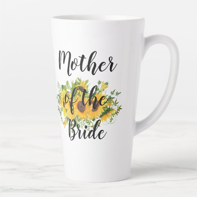 Create Own Sunflower Bridal Party Gifts ADD TEXT Latte Mug (Right)