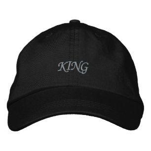 Create Own Text-Hat Black Elegant Printed King Embroidered Hat