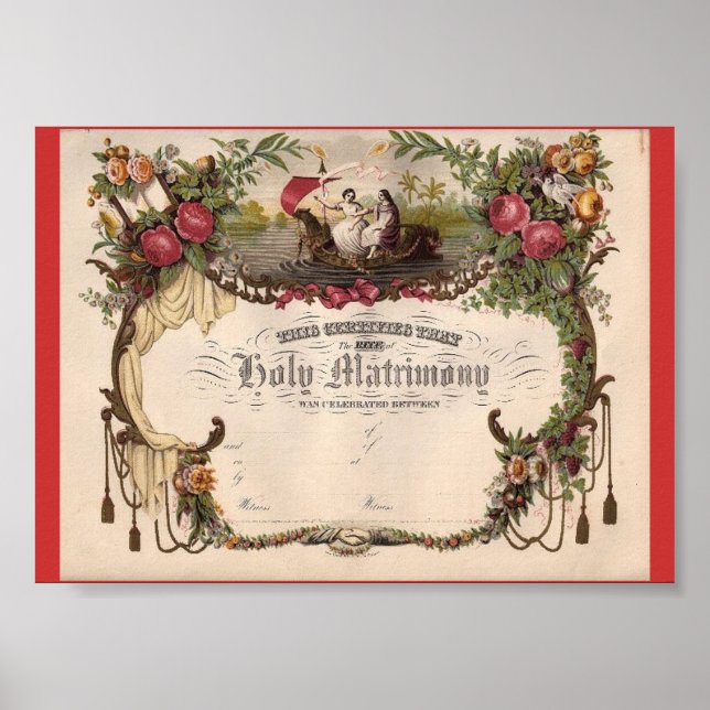 Create own Vintage Art Marriage Certificate! Poster (Front)
