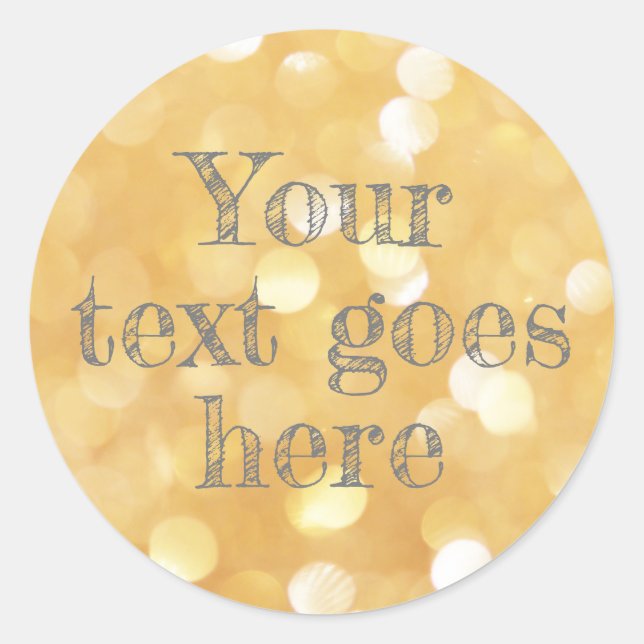 create own wedding sticker gold sparkle glitter (Front)
