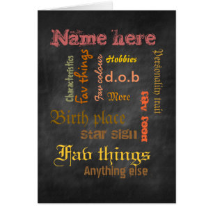 Create own word cloud card - chalkboard orange