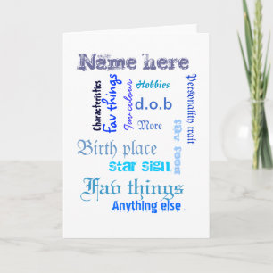 Create own word cloud card with template - BLUES