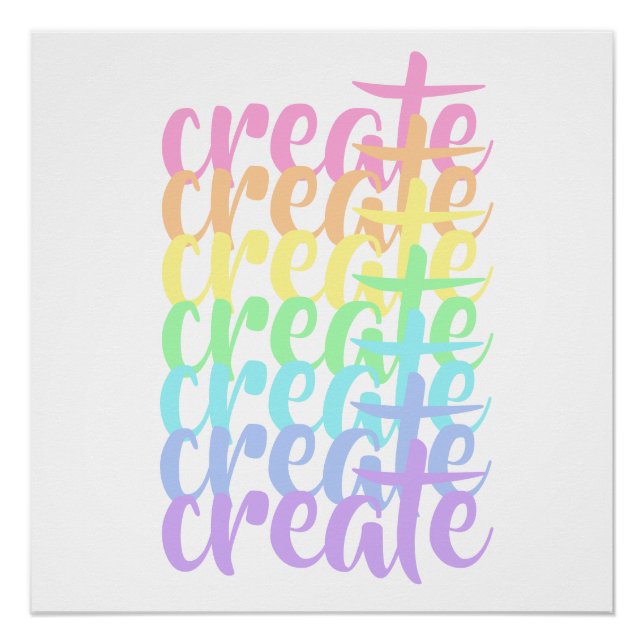 Create Pastel Rainbow Words Poster (Front)