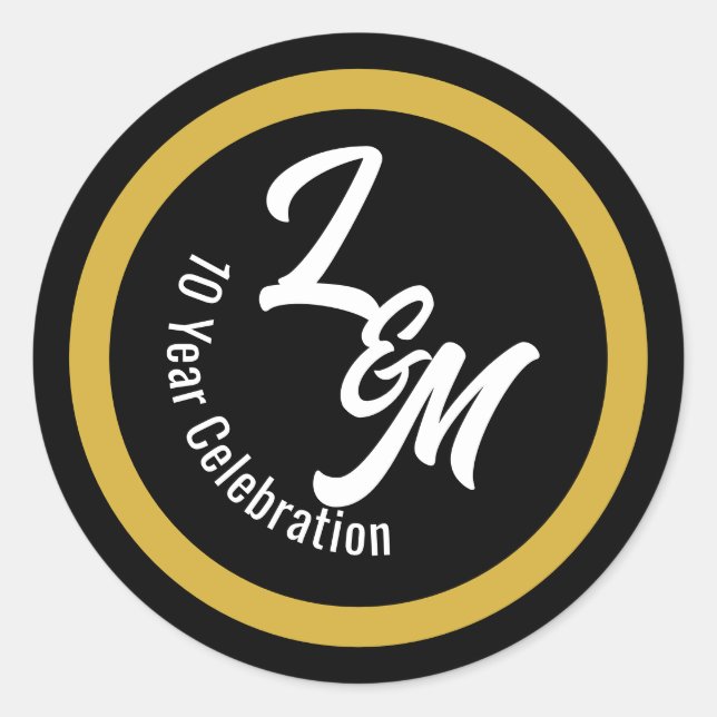 Create Personalized Black White Gold Stickers (Front)