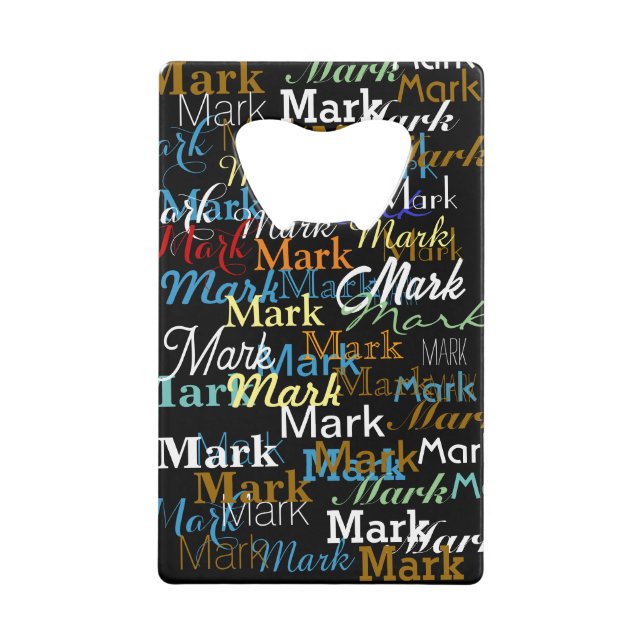 Create Personalized Colour Name Pattern Credit Card Bottle Opener (Front)