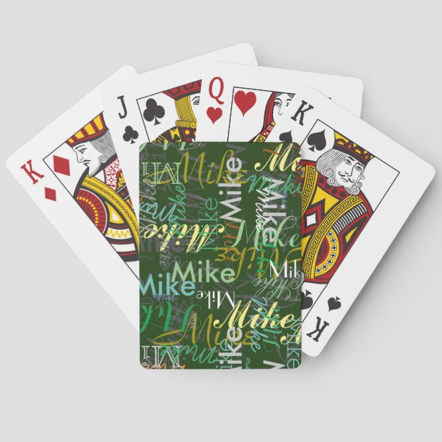 Create Personalized Colour Names allover Green  Playing Cards (Back)