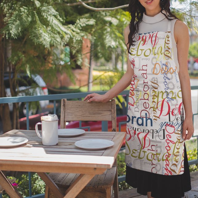 Create personalized colour names typography apron (colorful & elegant)