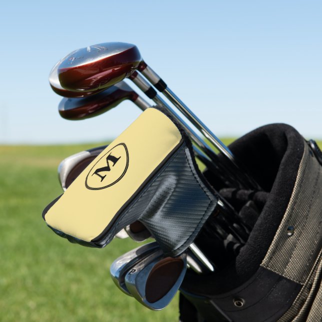Create Personalized Gold Black Monogrammed Putter Golf Head Cover (In Situ)