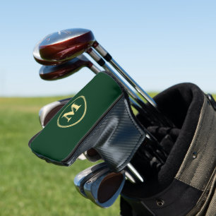 Create Personalized Green Gold Monogrammed Putter Golf Head Cover