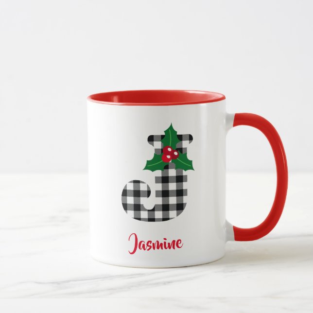 Create Personalized Name Initial J Christmas Mug (Right)