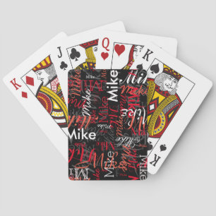 Create Personalized Name Red/Black Pattern Playing Cards