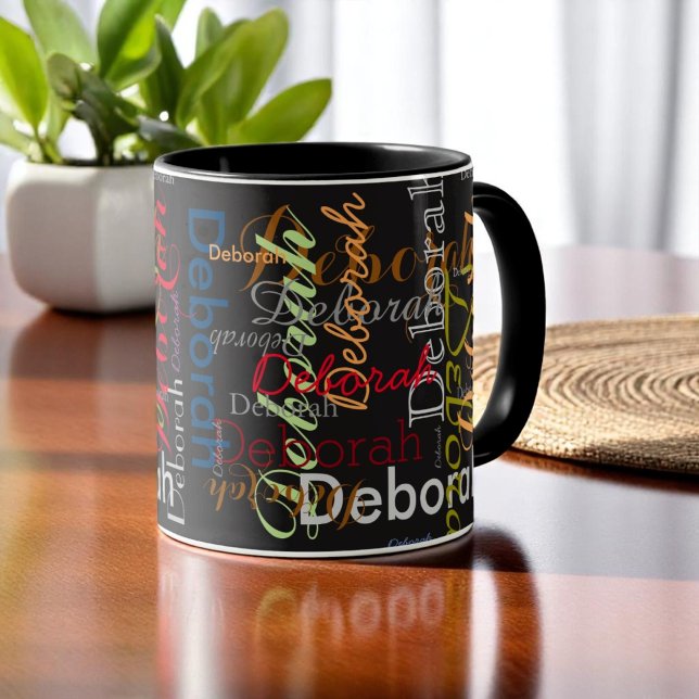 create personalized Name typography black Mug (Creator Uploaded)