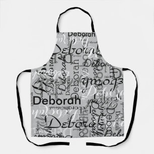 create personalized name typography grey apron