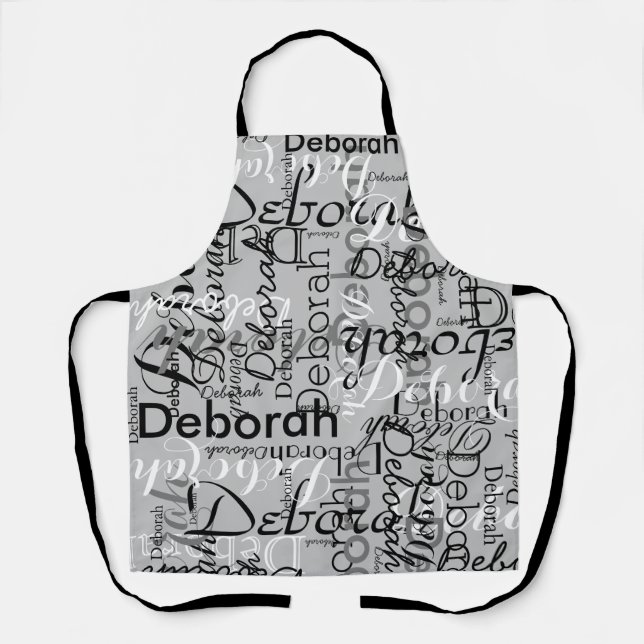 create personalized name typography grey apron (Front)