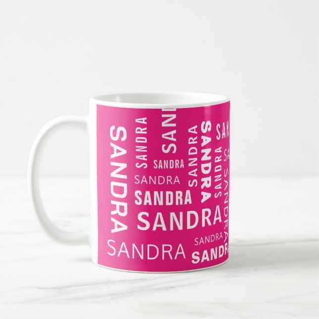 Create Personalized Name Typography Pink Coffee Mug (Left)