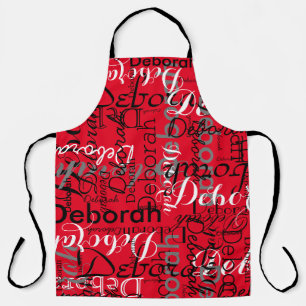 Create personalized name typography red apron