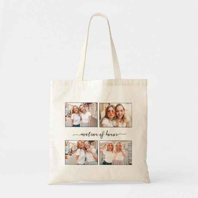 Create Personalized Photo Collage Matron of Honour Tote Bag (Front)