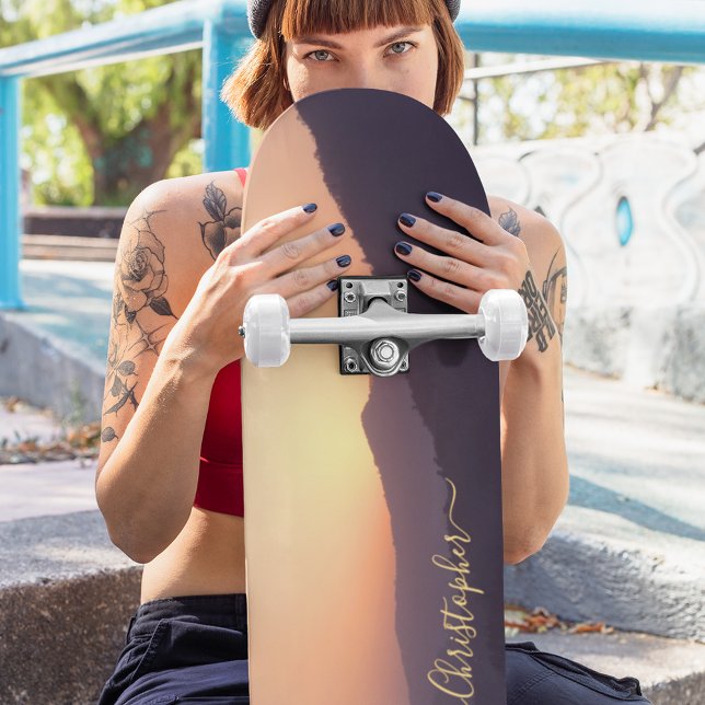 Create Personalized Photo Gold Monogram Name Maple Skateboard (Create Personalized Photo Gold Monogram Name Maple Skateboard)