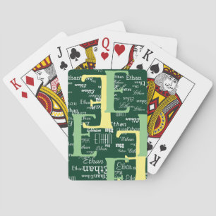 Create Personalized Typography Pattern Green Playing Cards