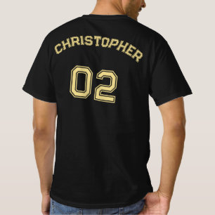 Create Player Name Jersey Number Mens Cotton Black T-Shirt