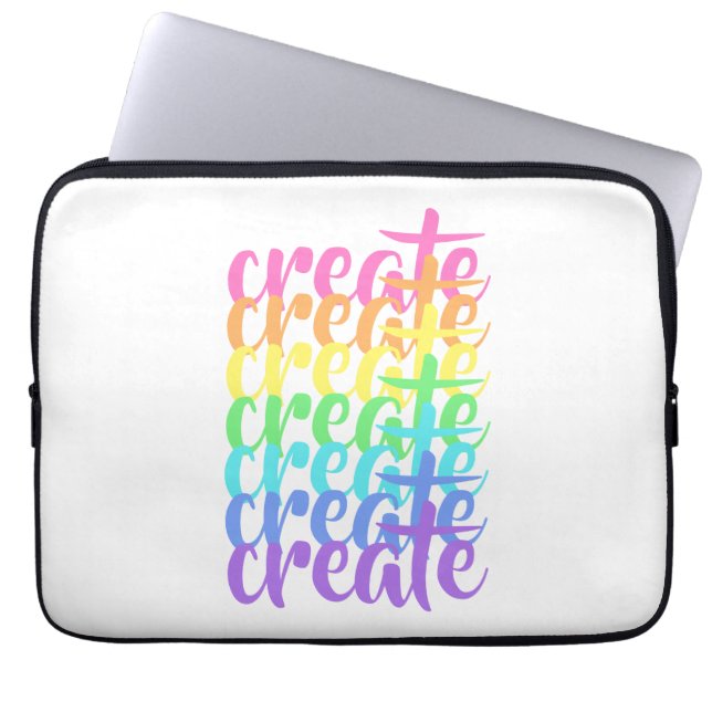 "Create" Rainbow Laptop Sleeve (Front)