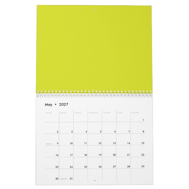 Create Stunning Visual Appeal Yellow Background Calendar (May 2027)