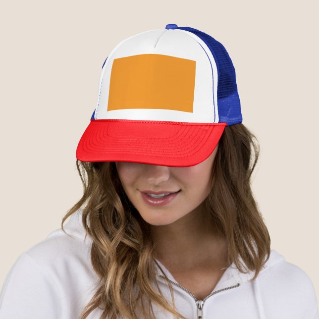 Create Stunning Visuals with Orange Background Trucker Hat (In Situ)