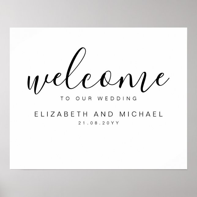 Create Wedding Welcome Sign white black plain (Front)