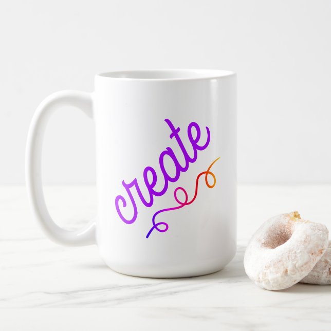 Create with Colourful Swirl Coffee Mug (With Donut)