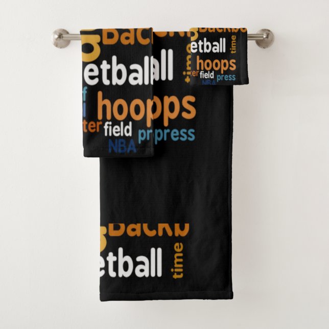 Create You Own Basketball Time Player Sport b-ball Bath Towel Set (Insitu)