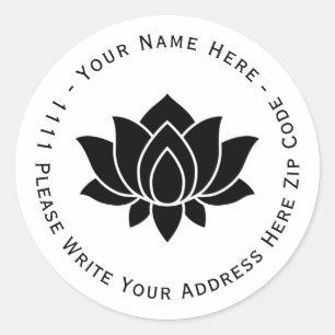 Create you own Black Blooming Lotus Flower symbol Classic Round Sticker