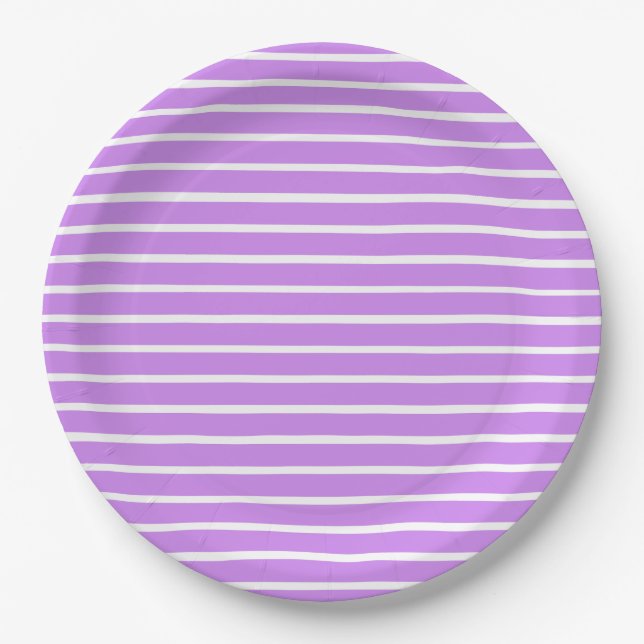 Create Your Background Colour with White Stripes 2 Paper Plate (Front)