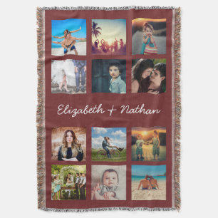 Create Your Custom 12 Photo Collage Family Friends Throw Blanket