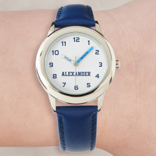 Create Your Custom Name Personalized Boys Blue Watch