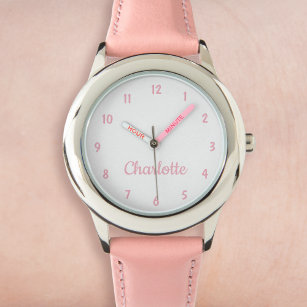 Create Your Custom Name Personalized Girls Pink Watch