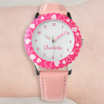 Create Your Custom Name Personalized Girls Pink Watch<br><div class="desc">Create your own personalized, girls fun girly pink strap, stainless steel wrist watch. To edit this design template, simply edit the text fields as shown above. You can even add more text or images, customize fonts and colours. Go ahead create a wonderful, custom watch for the little princess in your...</div>