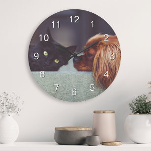 Create Your Custom Pet Photo Modern Elegant Round Clock