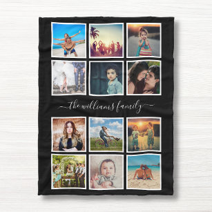 Create Your Custom Photo Collage Memories Black Fleece Blanket