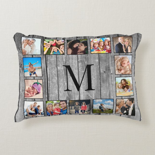 Create Your Custom Photo Collage Rustic Farmhouse Accent Pillow (Front)