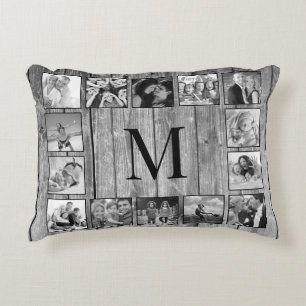 Create Your Custom Photo Collage Rustic Farmhouse Accent Pillow