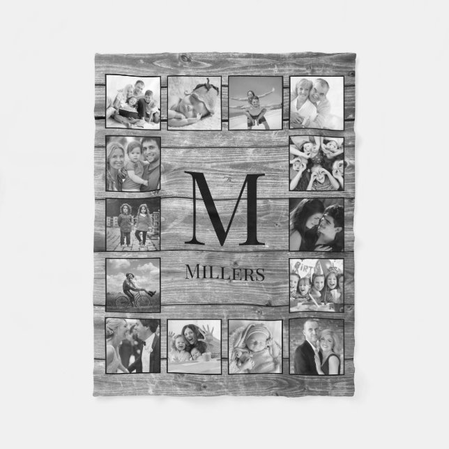 Create Your Custom Photo Collage Rustic Farmhouse Fleece Blanket (Front)