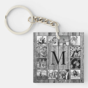 Create Your Custom Photo Collage Rustic Farmhouse Keychain
