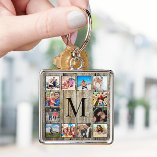 Create Your Custom Photo Collage Rustic Farmhouse Keychain