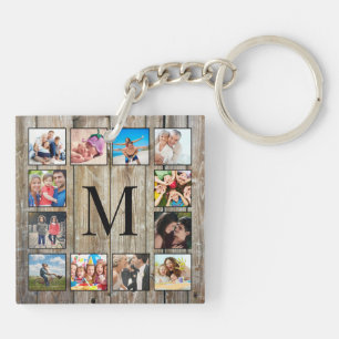 Create Your Custom Photo Collage Rustic Farmhouse Keychain